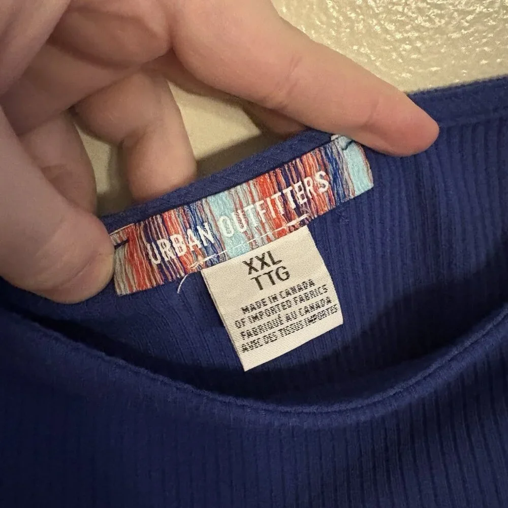 Urban Outfitters Women XXL Blue Puff Sleeve Cutout Mirabel Bustier Crop Blouse